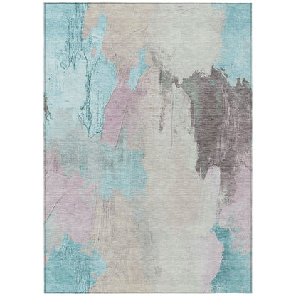 Machine Washable Indoor/Outdoor Chantille Teal 3' x 5' Rug