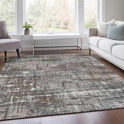 Machine Washable Indoor/Outdoor Chantille Brown 3' x 5' Rug
