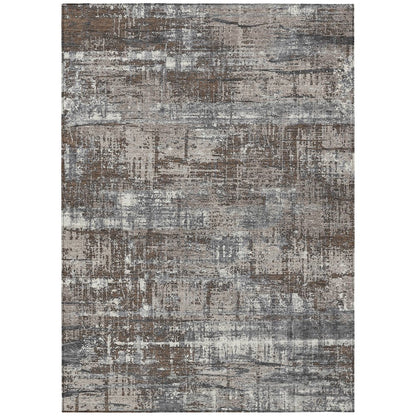 Machine Washable Indoor/Outdoor Chantille Brown 3' x 5' Rug