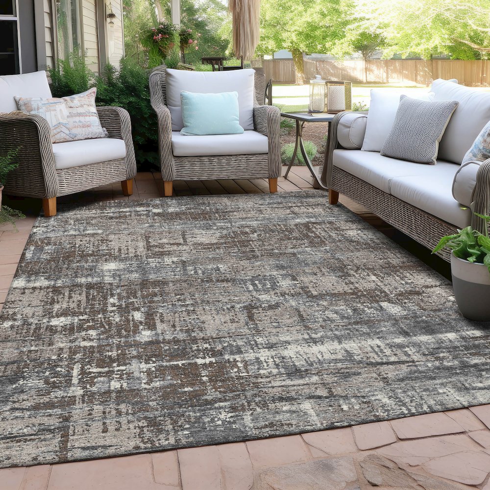 Machine Washable Indoor/Outdoor Chantille Brown 3' x 5' Rug