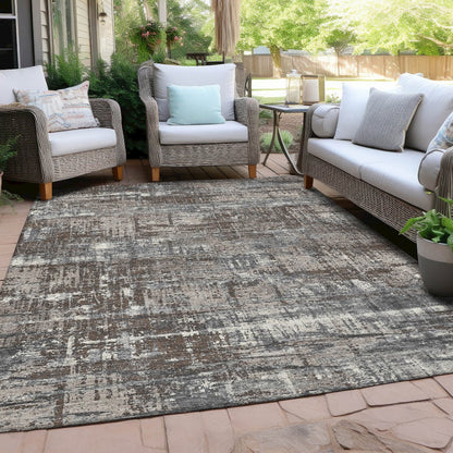 Machine Washable Indoor/Outdoor Chantille Brown 3' x 5' Rug