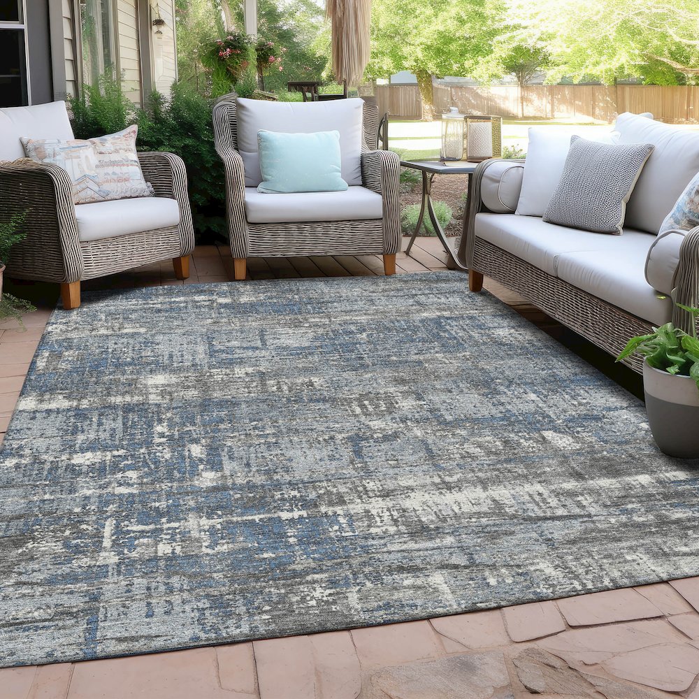 Machine Washable Indoor/Outdoor Chantille Denim 3' x 5' Rug