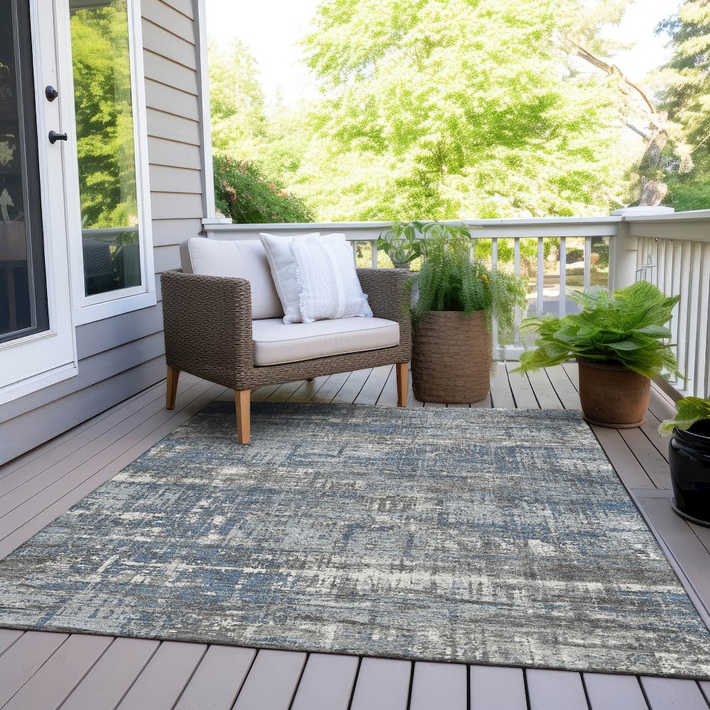 Machine Washable Indoor/Outdoor Chantille Denim 3' x 5' Rug