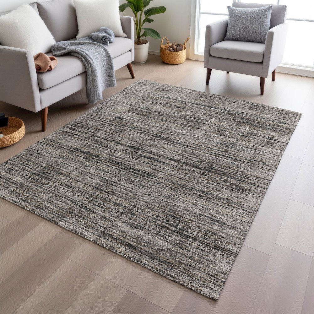 Machine Washable Indoor/Outdoor Chantille Taupe 3' x 5' Rug