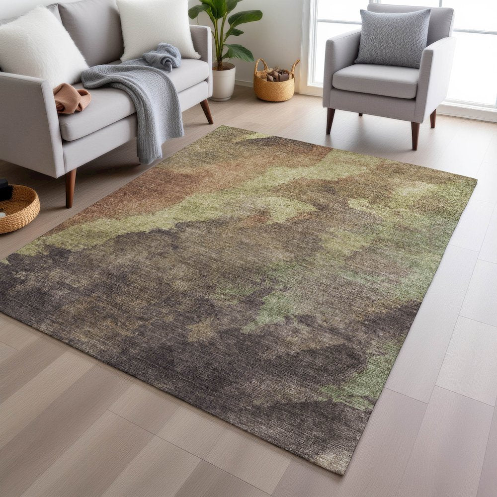 Machine Washable Indoor/Outdoor Chantille Mocha 3' x 5' Rug