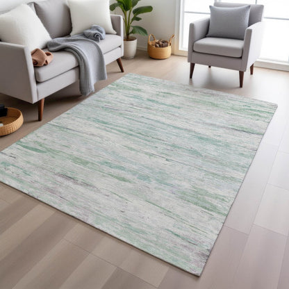 Machine Washable Indoor/Outdoor Chantille Aloe 3' x 5' Rug