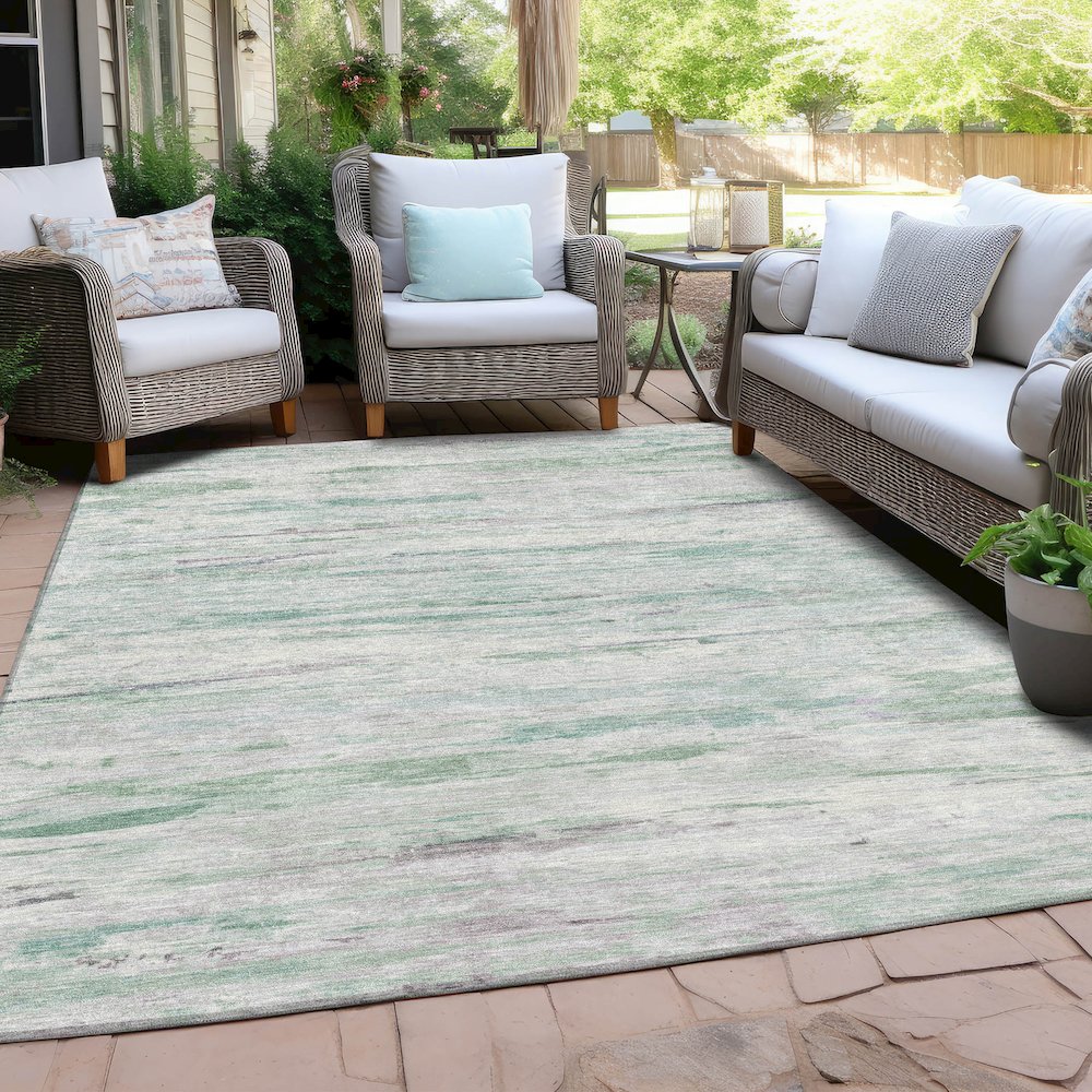 Machine Washable Indoor/Outdoor Chantille Aloe 3' x 5' Rug