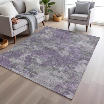 Machine Washable Indoor/Outdoor Chantille Purple 3' x 5' Rug