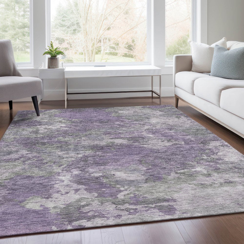 Machine Washable Indoor/Outdoor Chantille Purple 3' x 5' Rug