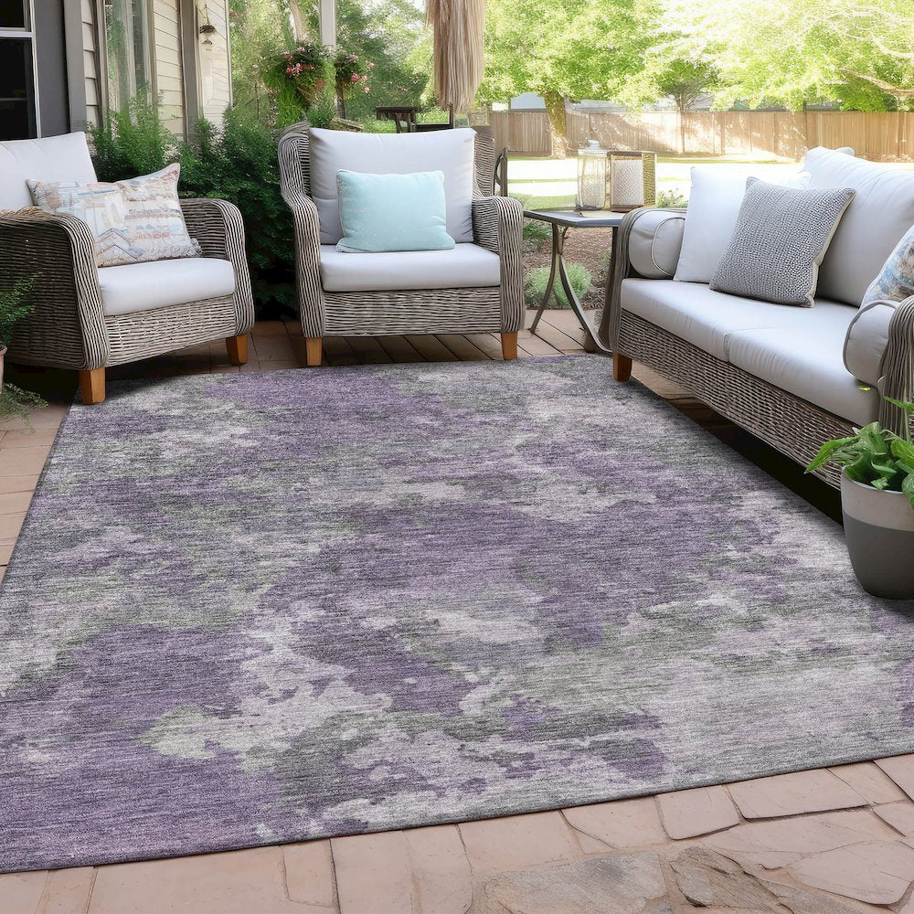 Machine Washable Indoor/Outdoor Chantille Purple 3' x 5' Rug