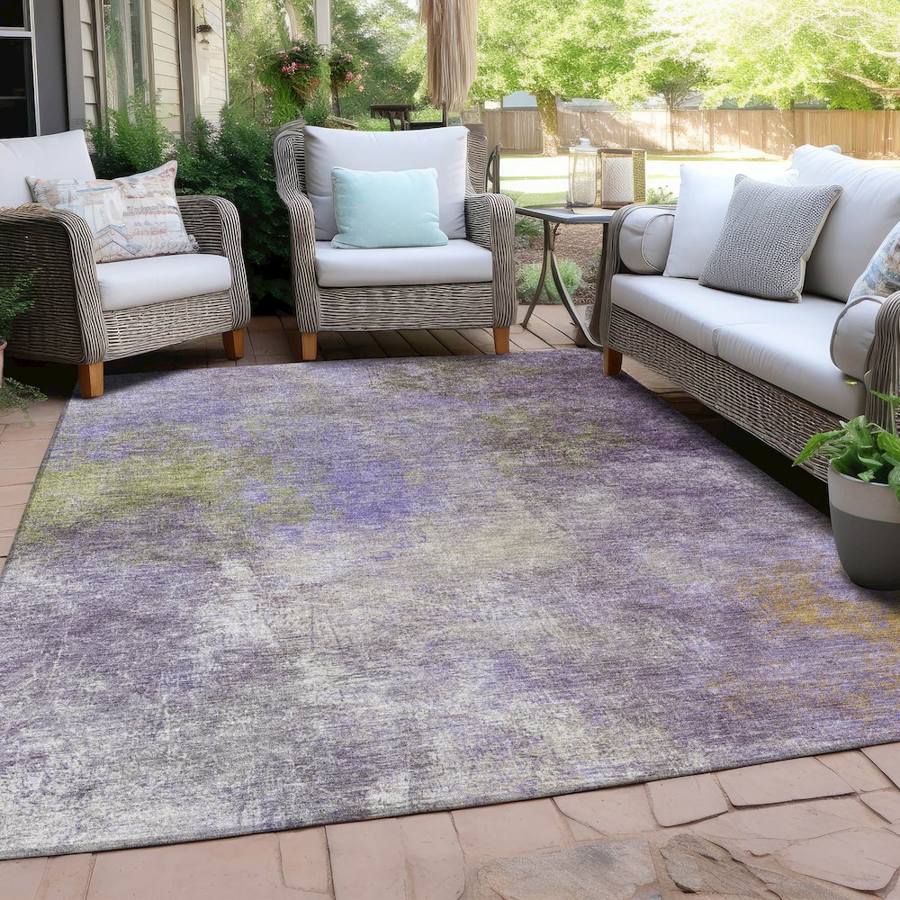 Machine Washable Indoor/Outdoor Chantille Purple 3' x 5' Rug
