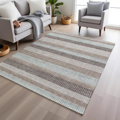 Machine Washable Indoor/Outdoor Chantille Taupe 3' x 5' Rug