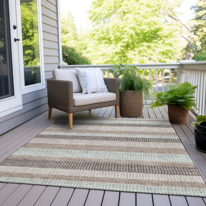 Machine Washable Indoor/Outdoor Chantille Taupe 3' x 5' Rug