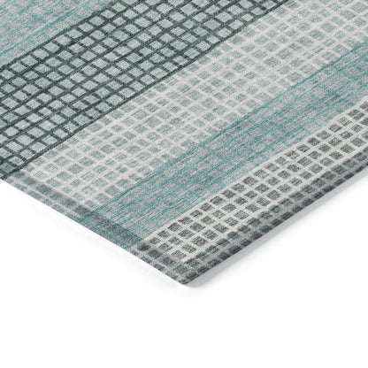 Machine Washable Indoor/Outdoor Chantille Teal 2'3" x 7'6" Runner Rug