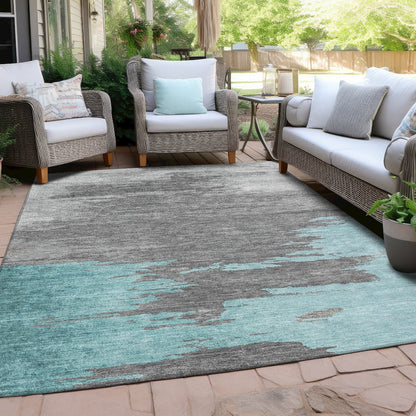 Machine Washable Indoor/Outdoor Chantille Teal 3' x 5' Rug