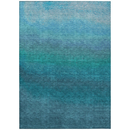 Machine Washable Indoor/Outdoor Chantille Teal 3' x 5' Rug