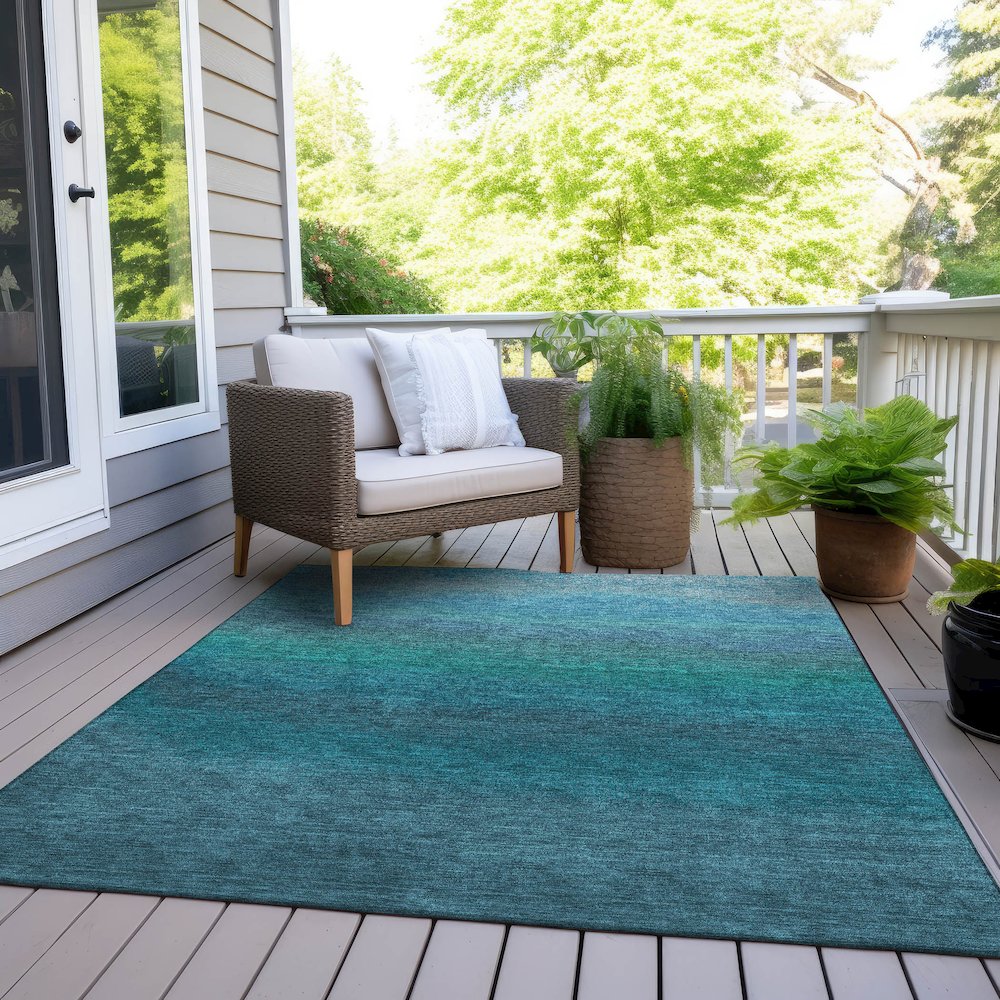 Machine Washable Indoor/Outdoor Chantille Teal 3' x 5' Rug