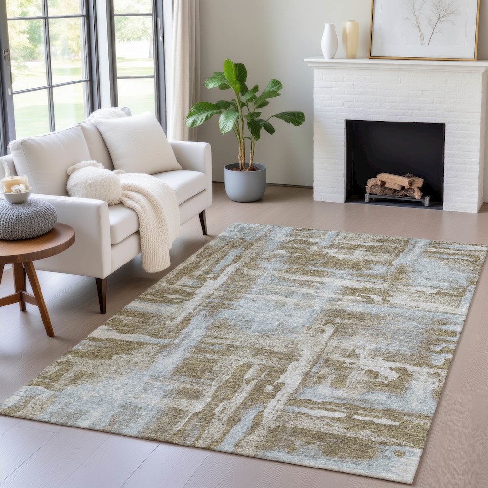 Machine Washable Indoor/Outdoor Chantille ACN2015 Brown 3' x 5' Rug