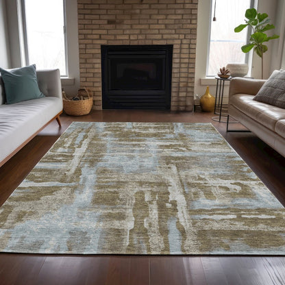 Machine Washable Indoor/Outdoor Chantille ACN2015 Brown 3' x 5' Rug