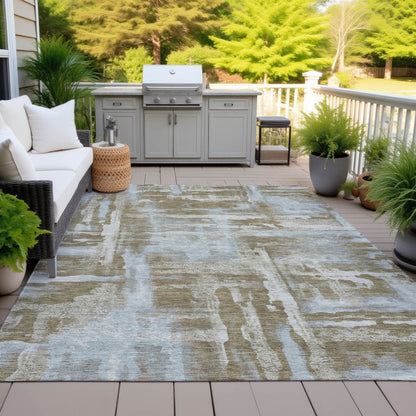 Machine Washable Indoor/Outdoor Chantille ACN2015 Brown 3' x 5' Rug