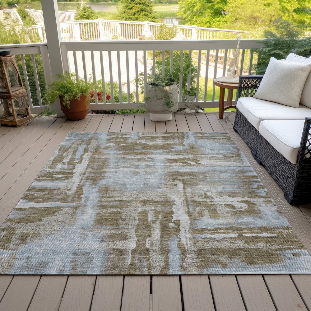 Machine Washable Indoor/Outdoor Chantille ACN2015 Brown 3' x 5' Rug