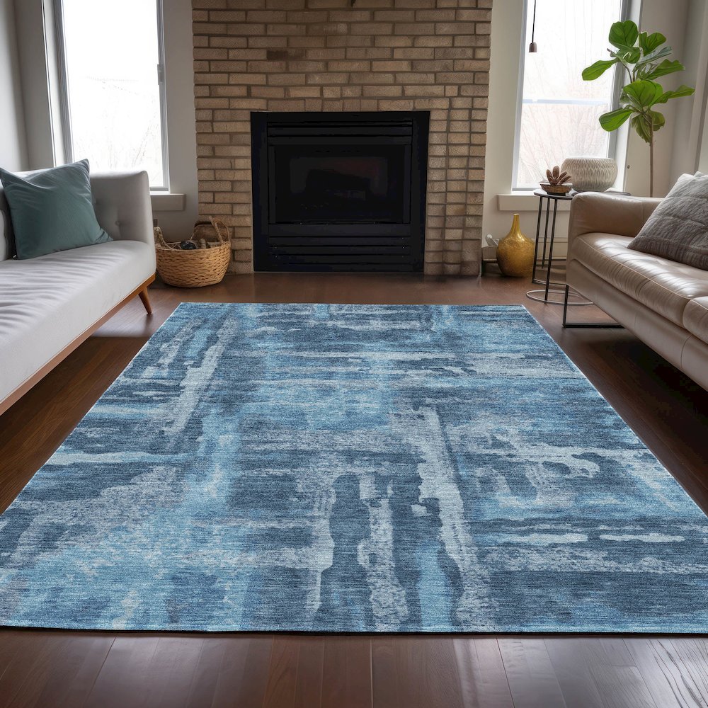 Machine Washable Indoor/Outdoor Chantille ACN2015 Denim 3' x 5' Rug