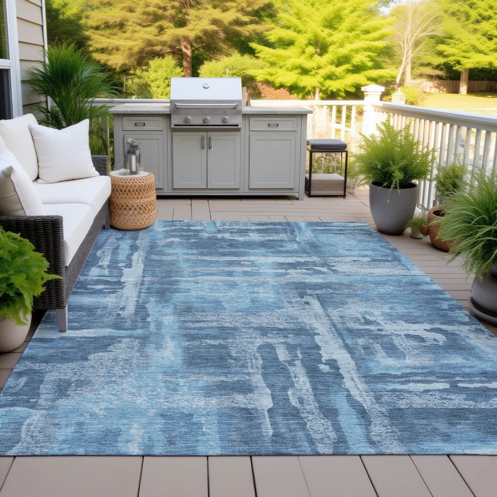 Machine Washable Indoor/Outdoor Chantille ACN2015 Denim 3' x 5' Rug