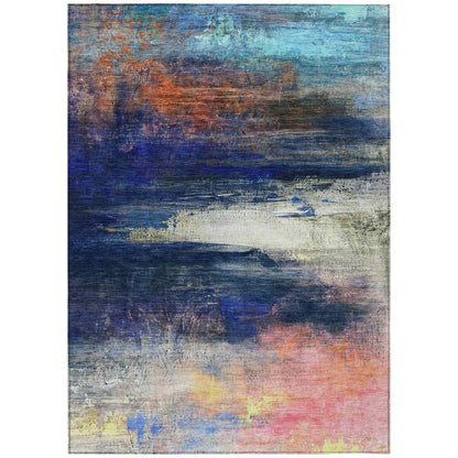 Machine Washable Indoor/Outdoor Chantille ACN2016 Blue 3' x 5' Rug