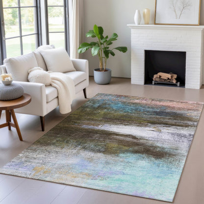 Machine Washable Indoor/Outdoor Chantille ACN2016 Brown 3' x 5' Rug