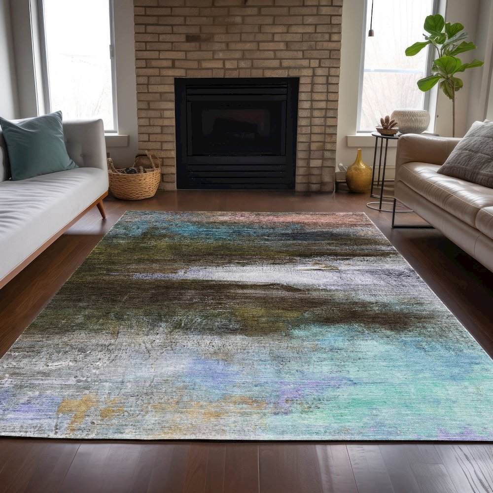 Machine Washable Indoor/Outdoor Chantille ACN2016 Brown 3' x 5' Rug