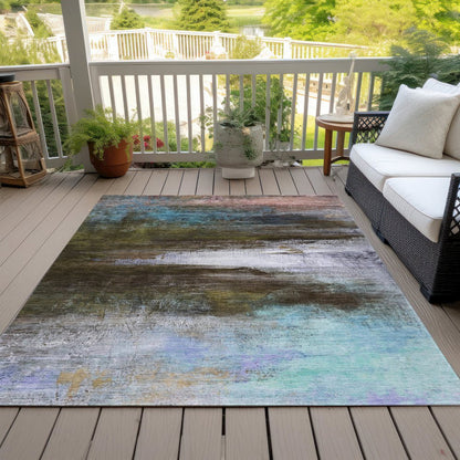 Machine Washable Indoor/Outdoor Chantille ACN2016 Brown 3' x 5' Rug