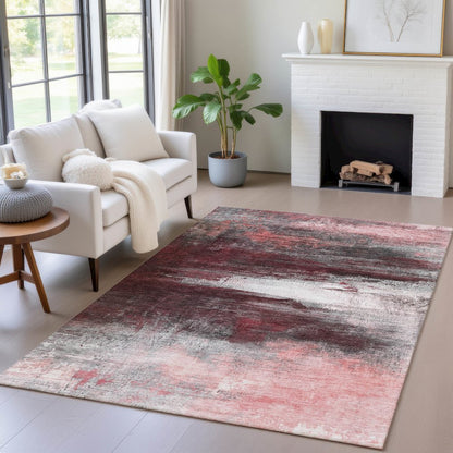 Machine Washable Indoor/Outdoor Chantille ACN2016 Merlot 3' x 5' Rug