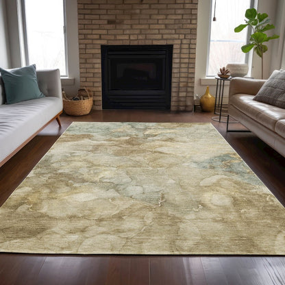 Machine Washable Indoor/Outdoor Chantille ACN2018 Beige 3' x 5' Rug