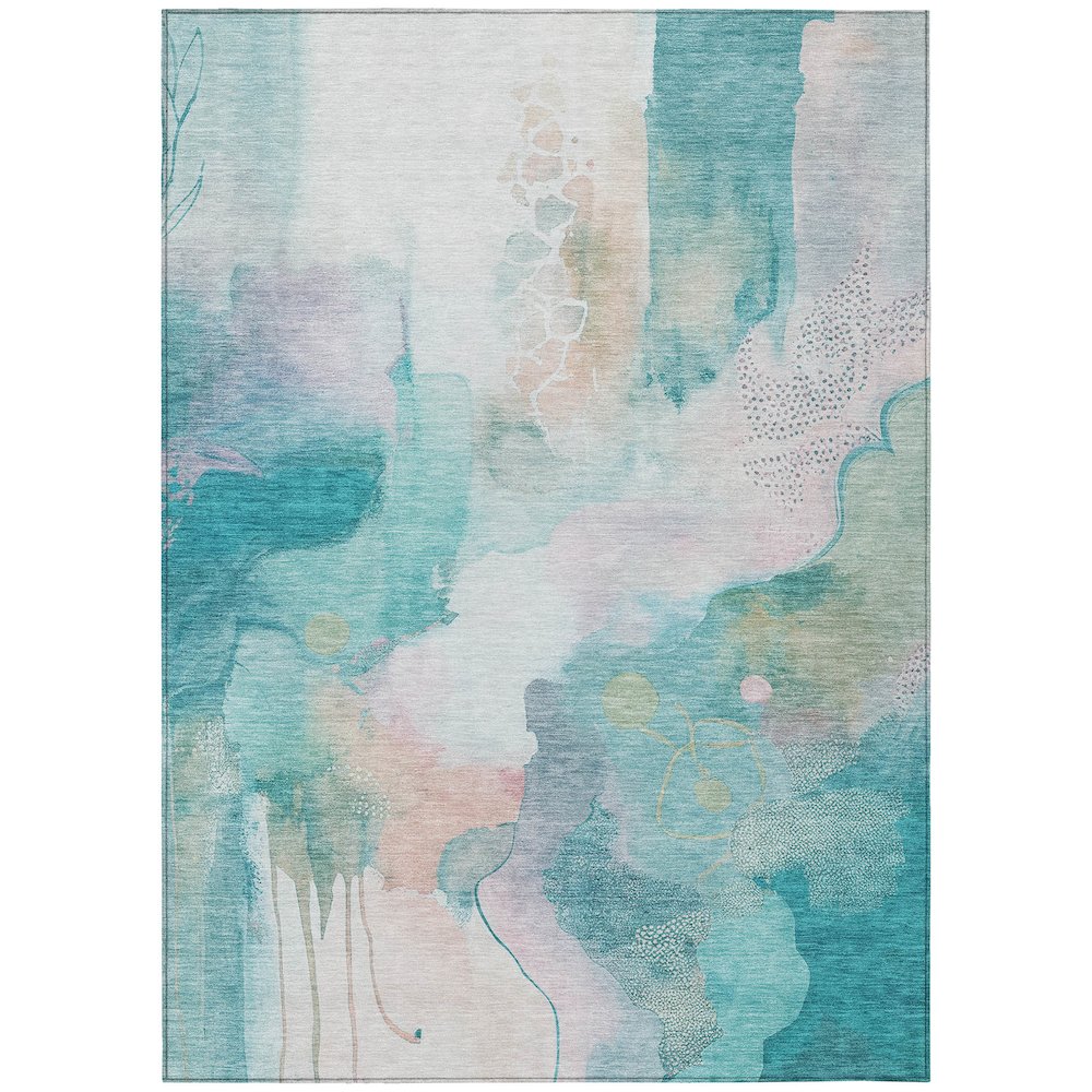 Machine Washable Indoor/Outdoor Chantille ACN2019 Turquoise 3' x 5' Rug