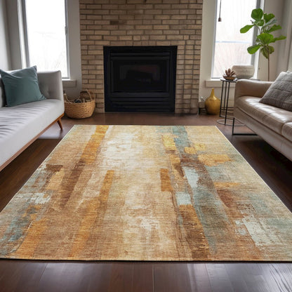 Machine Washable Indoor/Outdoor Chantille ACN2020 Copper 3' x 5' Rug
