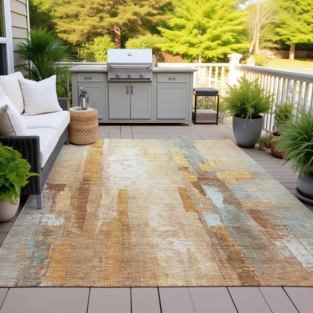 Machine Washable Indoor/Outdoor Chantille ACN2020 Copper 3' x 5' Rug