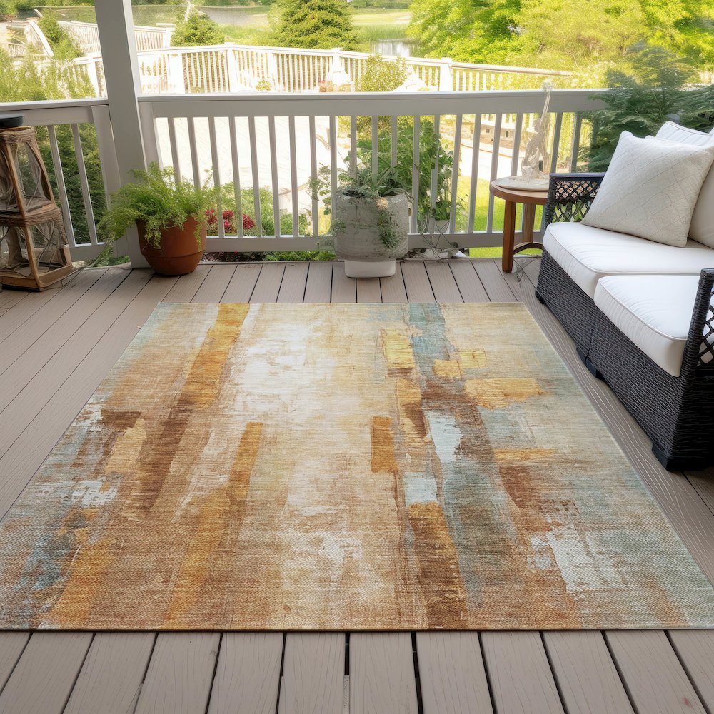 Machine Washable Indoor/Outdoor Chantille ACN2020 Copper 3' x 5' Rug