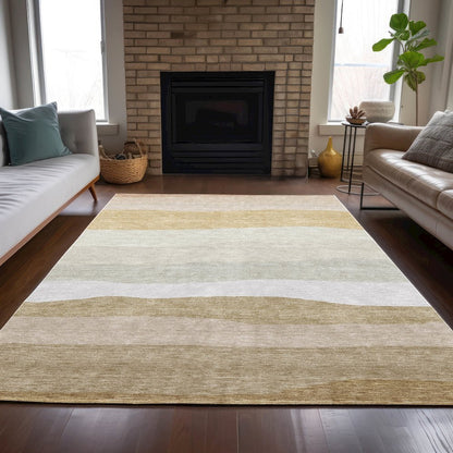 Machine Washable Indoor/Outdoor Chantille ACN2023 Wheat 3' x 5' Rug