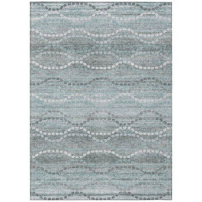 Machine Washable Indoor/Outdoor Chantille ACN2030 Teal 3' x 5' Rug