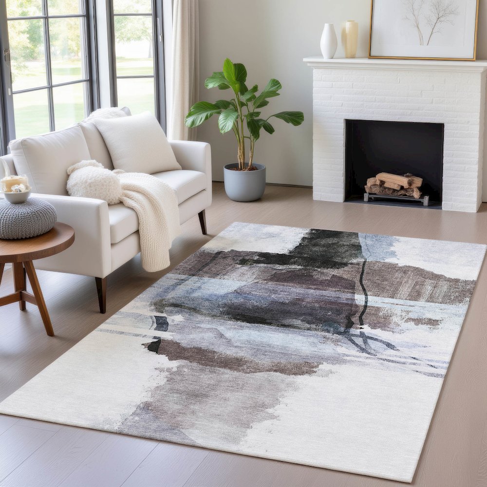 Machine Washable Indoor/Outdoor Chantille ACN2033 Brown 3' x 5' Rug