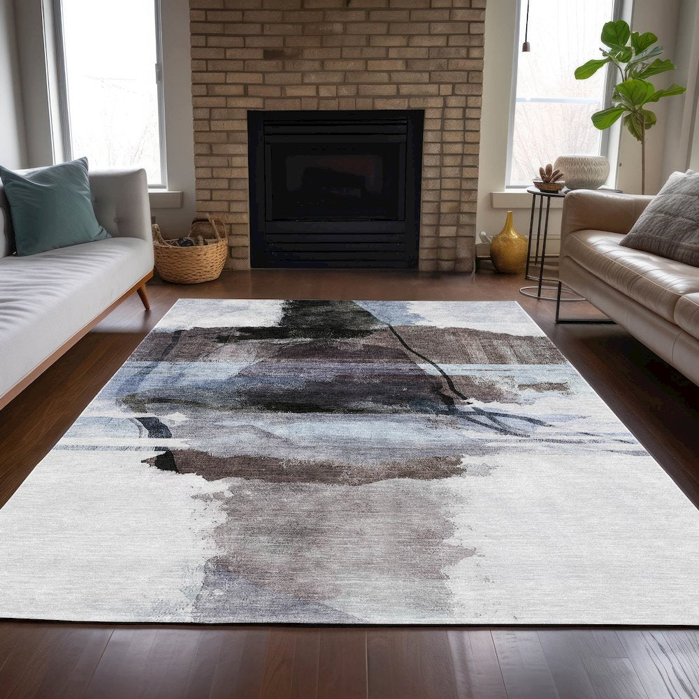 Machine Washable Indoor/Outdoor Chantille ACN2033 Brown 3' x 5' Rug