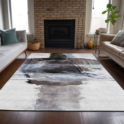 Machine Washable Indoor/Outdoor Chantille ACN2033 Brown 3' x 5' Rug