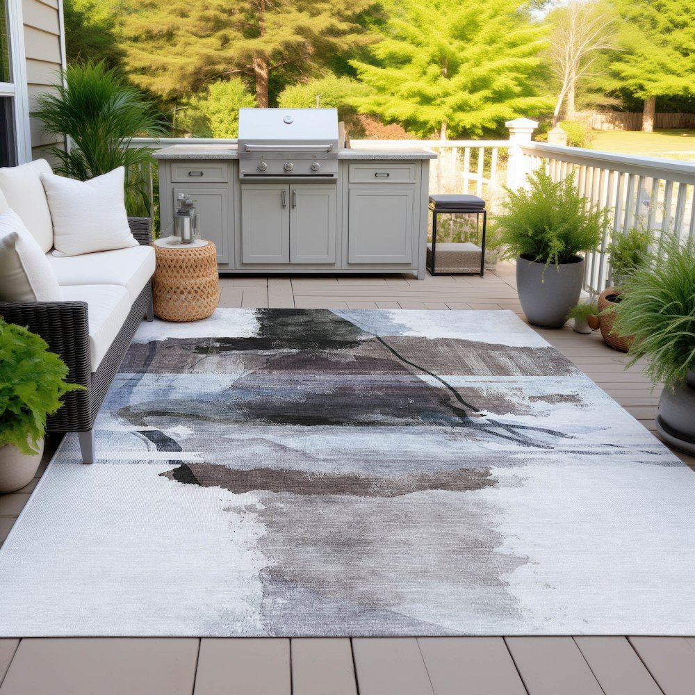 Machine Washable Indoor/Outdoor Chantille ACN2033 Brown 3' x 5' Rug