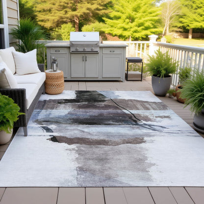 Machine Washable Indoor/Outdoor Chantille ACN2033 Brown 3' x 5' Rug