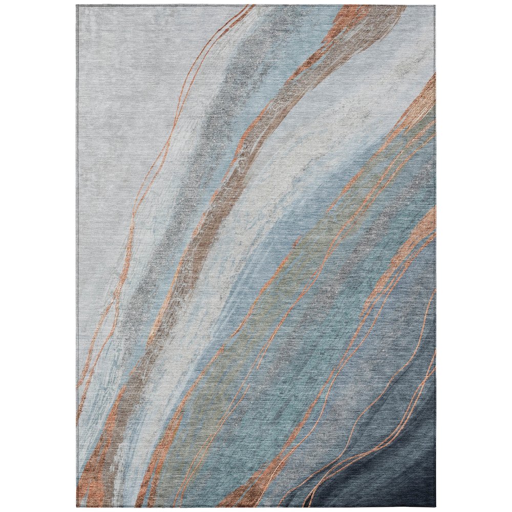 Machine Washable Indoor/Outdoor Chantille ACN2036 Blue 3' x 5' Rug