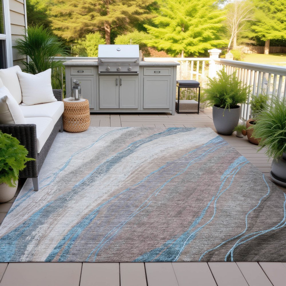 Machine Washable Indoor/Outdoor Chantille ACN2036 Brown 3' x 5' Rug