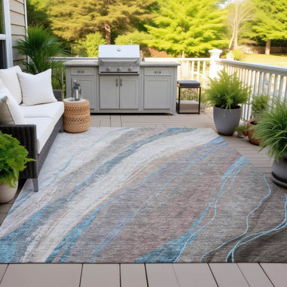 Machine Washable Indoor/Outdoor Chantille ACN2036 Brown 3' x 5' Rug