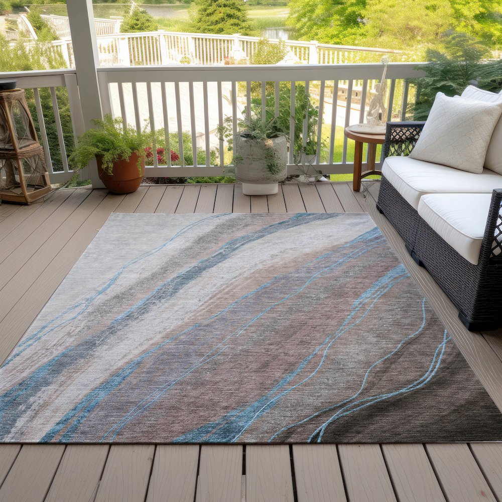 Machine Washable Indoor/Outdoor Chantille ACN2036 Brown 3' x 5' Rug