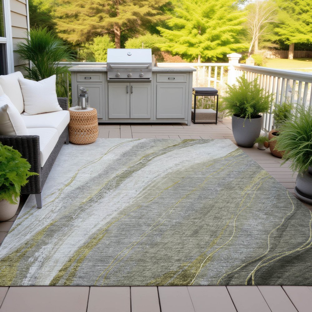 Machine Washable Indoor/Outdoor Chantille ACN2036 Pewter 3' x 5' Rug