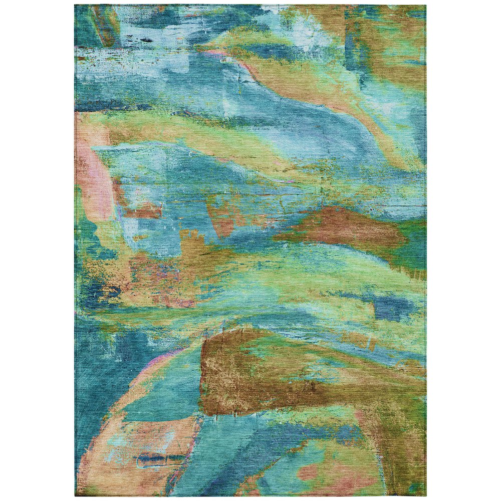 Machine Washable Indoor/Outdoor Chantille ACN2040 Teal 3' x 5' Rug
